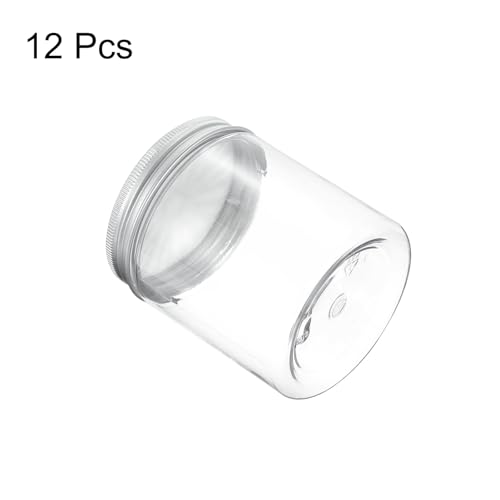 HARFINGTON 12 Pcs Empty Scent Beads Storage Container 8.5oz/250ml Air Freshener Tins Round Refillable Spice Containers Plastic Jars Sample for Travel Storage