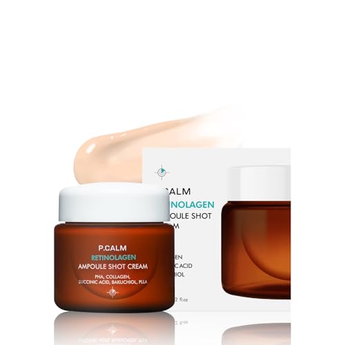 P.CALM Retinolagen Ampoule Shot Cream - Retinol & Vegan Hydrolyzed Collagen & Bakuchiol for Pore Tightening, Mositurizing, Korean Glass Skin (60ml / 2.02 fl.oz)