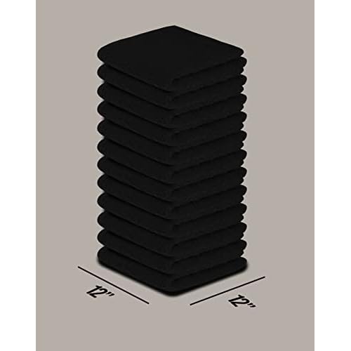 Softolle 100% Cotton Washcloths 24 Pack (12x12 Inches) Soft, Highly Absorbent Washcloth, Face Towels, Wash Cloths for Face, Ring Spun, Bulk Pack (White/L.Grey/D.Grey/Black)