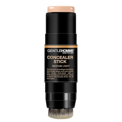 Gentlehomme Men's Concealer Stick with Brush for Dark Circles Eraser, Medium Light