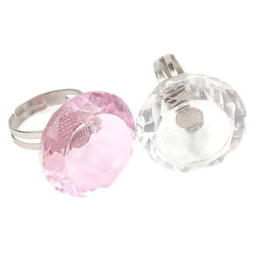 2PCS Crystal Eyelash Glue Ring Holder Eyelash Glue Extension Rings Eyelash Nail Art Pigment Glue Ring Tray Eyelash Cosmetic Beauty Tool Accessories(Pink,Clear)