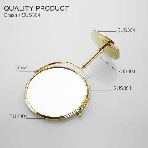 Airemoon 10x Magnifying Makeup Mirror, Standing 360-Degree Rotating Makeup Mirror, 8-Inch Gold Frame Shaving Mirror, 13-Inch Length ¡¿ 9-Inch Width Beauty Mirror
