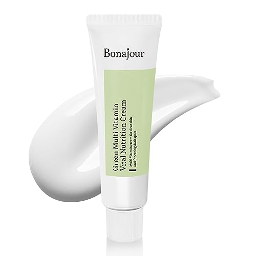 [BONAJOUR] Vegan Natural Green Multi Vitamin Moisturizing Cream for Face - 70% Vitamin, Anti Aging & Brightening, Remove Dark Spot 1.7 fl. oz