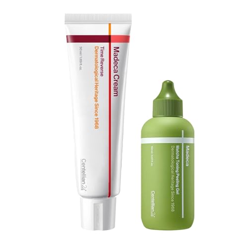 CENTELLIAN 24 Madeca Cream Time Reverse & Matcha Toning Peeling Gel Bundle (1.69 + 5.07 fl oz) ? Hydrating Skin Care Set for Firming, Wrinkle Reduction, Exfoliation & Skin Balance, Centella Asiatica