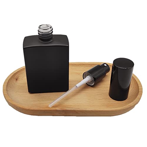 8PCS Square Glass Spray bottle,1.7oz Small Refillable Container with Fine Mist sprayer,Perfume bottle (50ml, Matte Black)