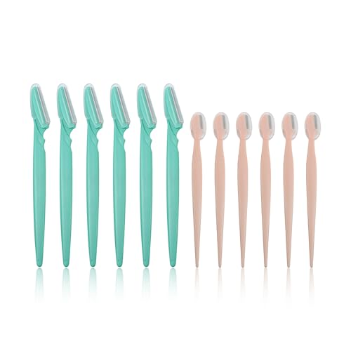 Earth & I 12 Count Dermaplaner Razor for Face 2 Sizes, Ladies Face Shaver for Peach Fuzz, Micro Blade Facial Razors for Women, Brow Shaper, Derma Blade, Dermabrasion, Facial Tools for Estheticians