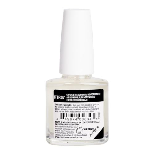 Ruby Kisses Nail Treatment, Garlic Nail Strengthener, Nail Growth & Repair, Strengthening Polish for Thin Damaged Nail, Stops Splits, Chips and Cracks, Infused with Garlic & Vitamin E (1 Pack)