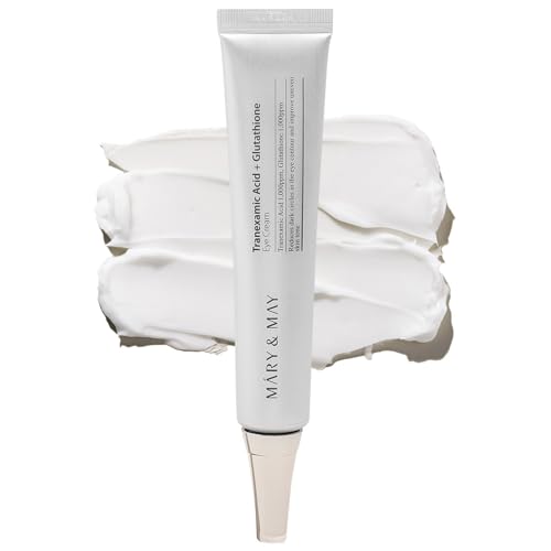 Mary&May Tranexamic Acid + Glutathione Eye Cream (30ml) - Korean Skincare for Dark Circles & Uneven tone - Fragrance-Free Under Eye Cream for Dark Spots & Hyperpigmentation 1.01oz.