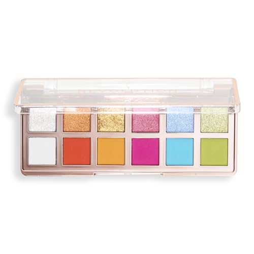 Revolution, The Vibrant Icon Brights Palette, 12 Pigmented Cream Matte & Shimmer Shades, Blendable & Compact Formula, Vegan & Cruelty-Free, 3.53 oz