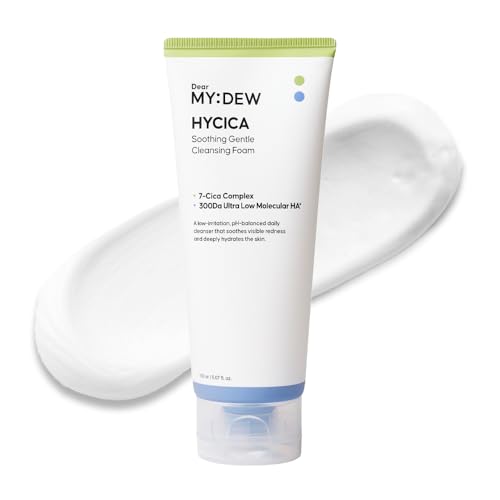 HYCICA Soothing Gentle Cleansing Foam | Low pH 5.5 Cleanser for Sensitive Skin, Calming Hydrating Cica Face Wash & Barrier Care, Centella, Ultra-Low Molecular HA, Korean Skincare, 5.07 fl oz