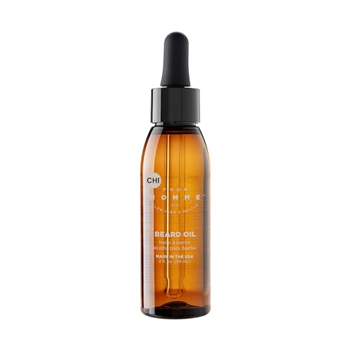 CHI Pour Homme Beard Oil for Men, Softens & Smooths Facial Hair, Moisturizes Skin, Promotes Healthy Growth with Aloe Vera & Nettle, Fresh Woody Scent, 2 oz