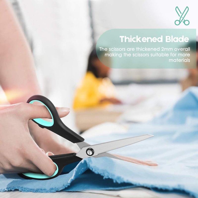 Heavy Duty 8-Inch Craft & Office Scissors Set - Ultra Sharp Blades & Comfort Handles