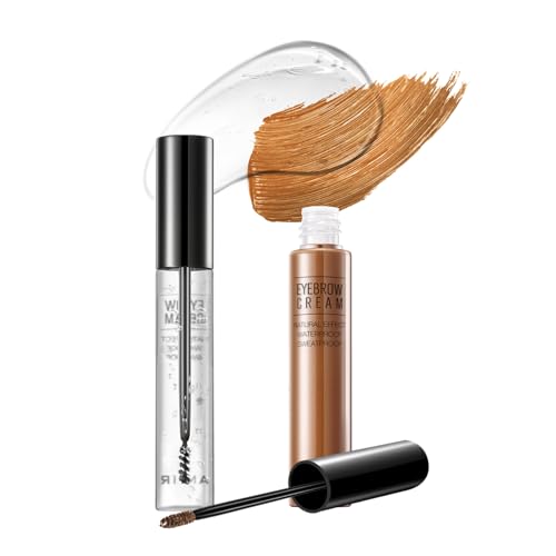 AMIIR Eyebrow Gel Mascara Up to 10 Hours Temporary Coloring Volumizing Enhance Color & Shape Eye Brow Fill In Sparse Brush Tamp Waterproof Long-Lasting, 2 Count, Auburn