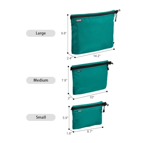 GOX 3 Pack Travel Toiletry Bag for Men Carry On Packing Organizer Zipper Pouch Portable Cosmetic Pouch Accessory Document Electronics (Turquoise)
