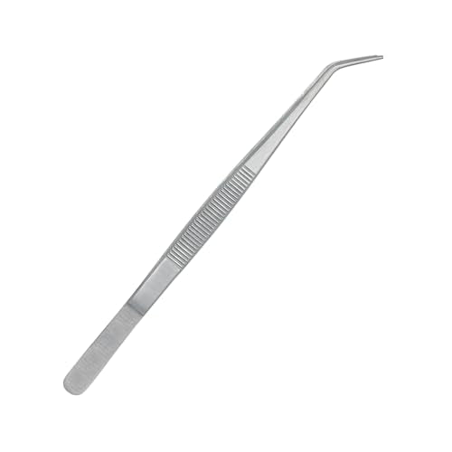 Stainless Steel Tweezers, with Curved Serrated Tip Multipurpose Tweezers Sewing Machine Tweezers Forceps for Craft Repairing (3)