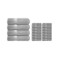 Infinitee Xclusives Grey Luxury Towel Set - 4 Bath Towels (27x54, 600 GSM) + 12 Washcloths (13x13) - Soft, Absorbent, Quick-Drying 100% Cotton Bundle for Bathroom, Gym, Spa, and Skincare Use