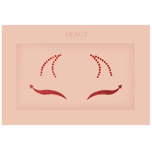 MERCY LONDON Red Devil Face Jewels Costume Accessories Gems All In One Halloween Headpiece Stick On