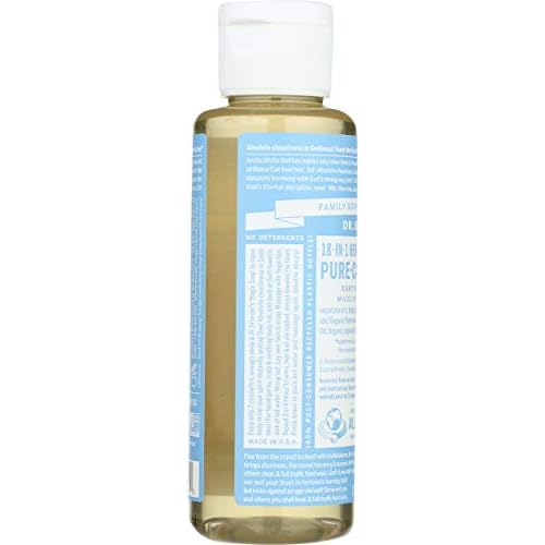 Dr. Bronner's Magic Soaps Pure Castile Soap, 18-In-1 Hemp, Unscented Baby Mild, 4 Fluid Ounces (118 ml)