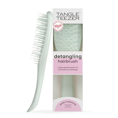 Tangle Teezer Extra Gentle Detangler Hair Brush, with Fewer Bristles for Gentle & Effective Detangling to Minimize Hair Loss & Breakage, Eucalyptus Green