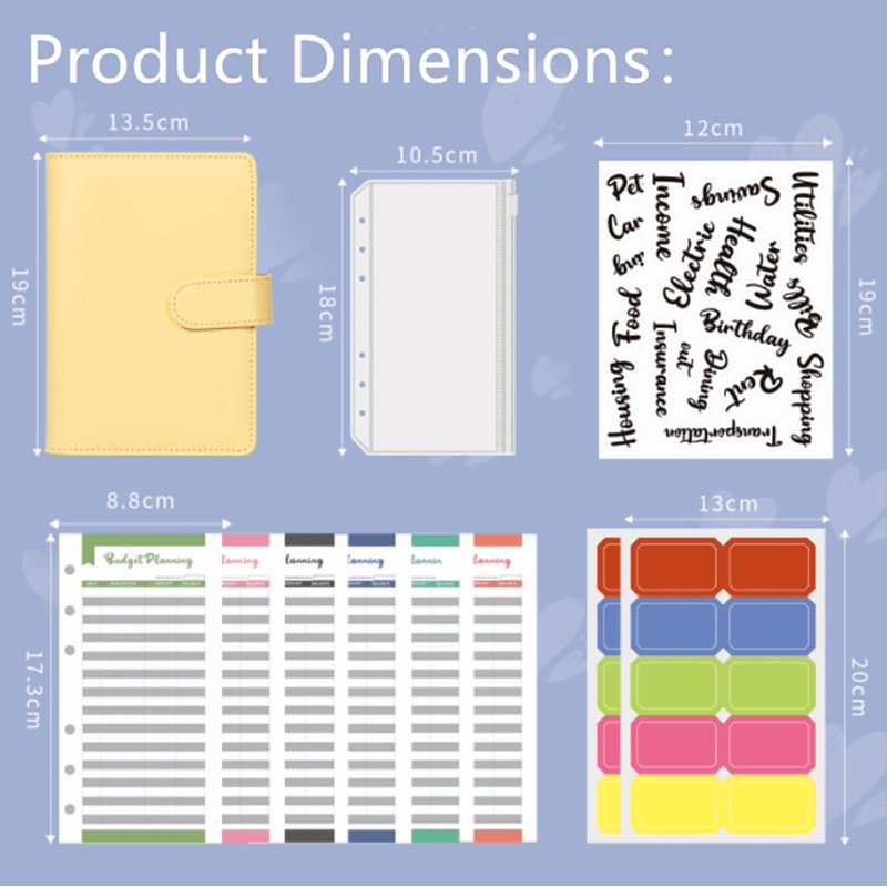 Money Saving Binder with Zipper Cash Envelopes and Budget Planner - Purple, Blue, Black, Pink