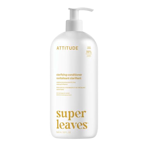 ATTITUDE Clarifying Hair Conditioner, Restores Shine, Naturally Derived Ingredients, Vegan Detangler, Dermatologically Tested, Lemon Leaves and White Tea, 32 Fl Oz