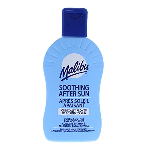 Malibu After Sun Lotion 6.76 fl oz ? Cooling Aloe Vera & Vitamin E Moisturizer for Sunburn Relief, Hydrating Post Sun Care for Face & Body, Fast-Absorbing, Made in UK