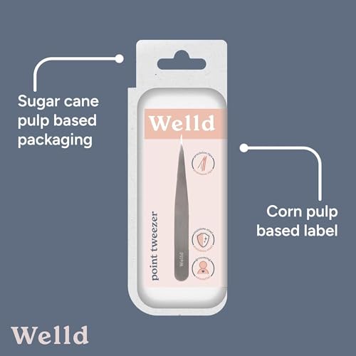 Welld Point Tweezer, Professional Precision Point Tip, Removal of Fine, Hard-to-Grab Individual Hairs, Remves Ingrown Hairs, Plucks Eyebrows & Mustaches, Stainless Steel, For Men and Women, 1 Count