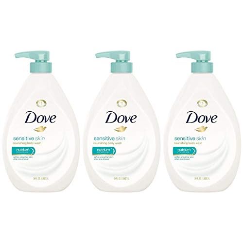 Dove Body Wash, Sensitive Skin Pump, 34 Ounce (Pack of 3)