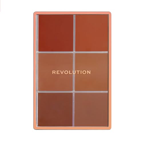 Revolution Everything Base Face Icon Complexion Palette, Multi-Use Cream Contour, Concealer, Corrector, Highlighter & Blush Kit, Vegan & Cruelty-Free, Dark