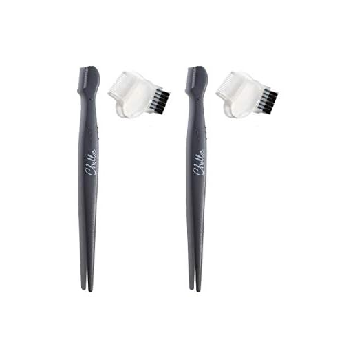 Chella Eyebrow Razor, Brow Razor with Eyebrow Brush and Comb, Pack of 2
