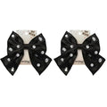 Scunci by Conair Bow Barrette w/Gem Stones - hair accessories - hair accessories for women - Holiday - Black bow - Black hair bows (Pack of 2)