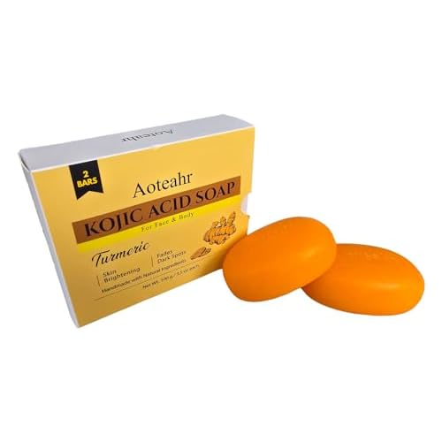 Kojic Acid Soap with Turmeric for Face & Body, Gentle Brightening Cleansing Bar, 3.5 oz Each, 2-Pack
