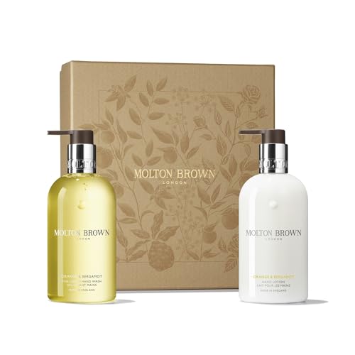Molton Brown Orange & Bergamot Hand Care Collection - Fine Liquid Hand Wash & Lotion 2 x 10 fl. oz., Luxury Scented Gift Set for Women, Mothers Day