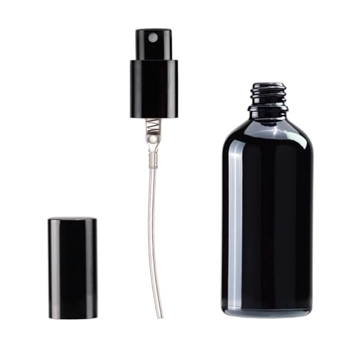 YIZHAO Black Glass Spray Bottles 4oz, with Small Fine Mist Spray, Metal Cap, Refillable for Essential Oil,Travel,Cleaning,Perfume,Aromatherapy,Makeup ? 9 Pcs