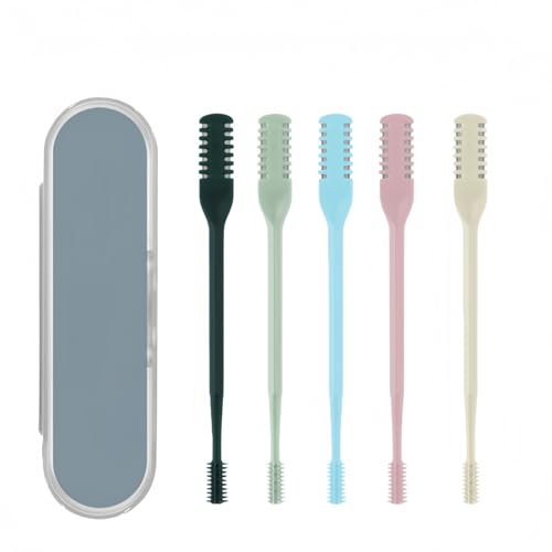 2-in-1 Nosal Hair Cutter, Double Sided Nose Hair Cutter, Manual 360¡Æ Rotating with Safety Blades & Soft Cleaning Brush, Nose Hair Trimmer for Men & Women (Mixed)