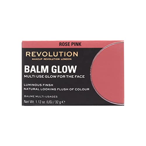 Revolution, Balm Glow, Multi-Use Balm for Cheeks, Eyes & Lips, Buildable Formula, Dewy Finish, Rose Pink, 1.12 Oz.