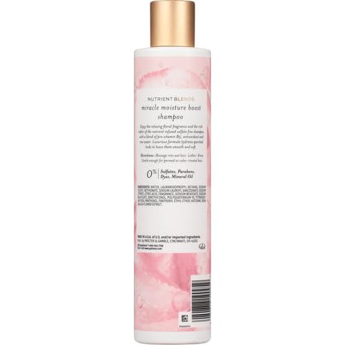Pantene Nutrient Blends Miracle Moisture Boost Rose Water Shampoo for Dry Hair, Sulfate Free, Floral, 9.6 Fl Oz
