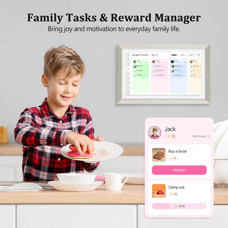 15.6-Inch Digital Family Calendar & Chore Chart Touchscreen Display