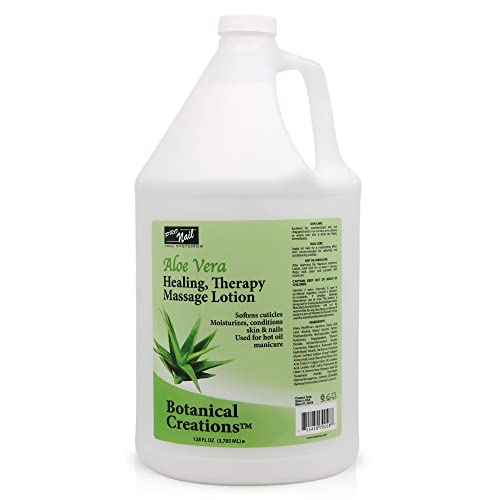 PRO NAIL - Healing Therapy Massage Lotion - Professional Pedicure, Body and Hot Oil Manicure, Infused with Natural Oils, Vitamins, Panthenol and Amino Acids (Aloe Vera, 1 Gallon)