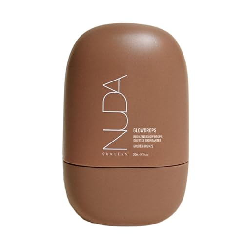 Nuda GlowDrops | Squalene, Ginger, Lavender, & Moringa-Infused Glow Bronzing Drops for Face | Lightweight, Buildable, & Blendable Liquid Bronzer Formula | Paraben & Sulfate-Free Serum, (30 mL)