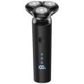 Black Electric Razor for Men with 3-Blade Rotary System, Touch Switch, LED Display, Travel Lock