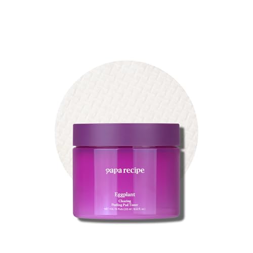 Papa Recipe Clearing Exfoliating Toner Pads ? Dual-sided Korean Skin Care Pads with 1,000ppm of Eggplant Extract, AHA BHA PHA - Exfoliates, Hydrates & Smooths Skin Texture for Sensitive Skin - 70ct