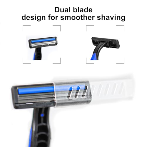 Shaving Razor Set, Disposable Individually Wrapped Manual Twin Blade Razors in Bulk Smooth Shaving Razors with Mini Shaving Cream Toiletries for Hotel Charity Camping Travel Homeless 1oz (Pack of 100)