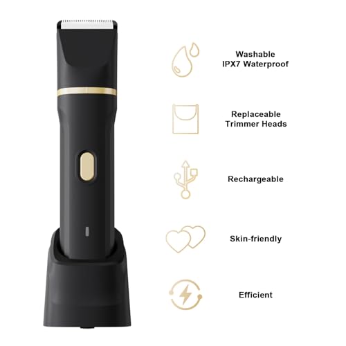 ele ELEOPTION Electric Razors for Women 5-in-1 Waterproof Wet Dry Electric Shaver with USB Charge Dock, Legs Hair Remover, Body Shaver for Beard Bikini Trimmer for Women Black