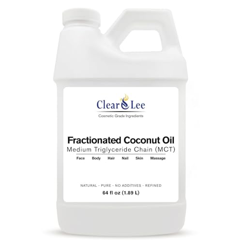 ClearLee Fractionated Coconut Oil MCT - Cosmetic Grade Natural & Pure Oil for Massage, Body, Hair, Skin, Face, Nail, Spa, Aromatherapy Carrier for Essential Oils, Soap Making, Serums & more (64 oz)