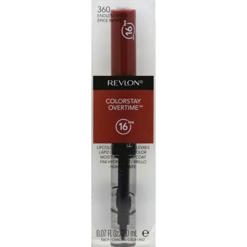 Revlon Liquid Lipstick with Clear Lip Gloss, ColorStay Overtime Lipcolor, Dual Ended with Vitamin E, 360 Endless Spice, 0.07 Oz