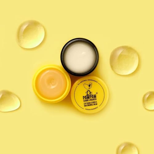 Dr. PawPaw Lip Scrub and Lip Balm Duo - Vegan Lip Scrub Exfoliator and Hydrating Lip Balm with Pawpaw, Aloe, Olive and Castor Oils - 0.55 oz