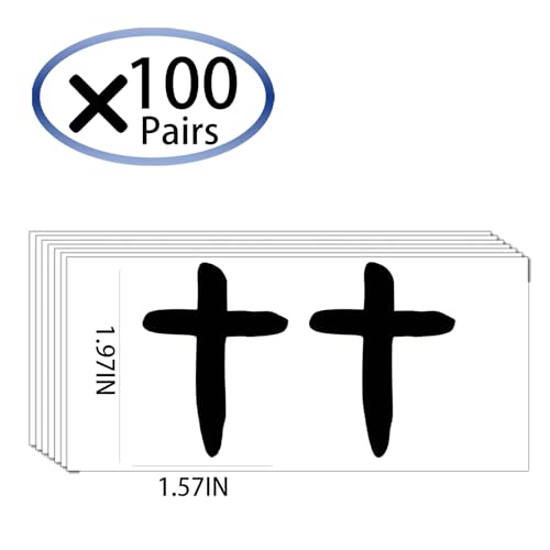 100 Pairs Eye Black Tattoos for Football Softball, Eye Black Stickers Smudgeproof, Game Day Party Sports Eyeblack, Baseball Accessories (Cross)