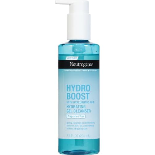 Neutrogena Hydro Boost Face Wash,Fragrance Free,Hydrating Facial Cleanser with Hyaluronic Acid,Daily Foaming Face Wash & Makeup Remover,Hypoallergenic Gel Cleanser,7.8 fl. oz,(Pack of 2)