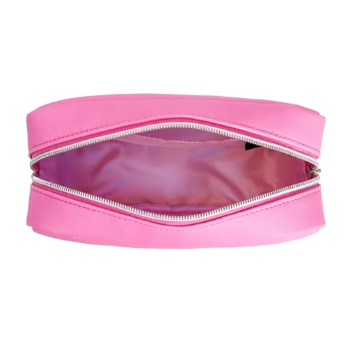 Impressions Vanity Hello Kitty and Friends Core Cosmetic Pouch for Women, Core Print Artwork Travel Makeup Bag Organizer with Inner Pocket, Metal Zipper Opening Faux Leather Handheld Purse (Pink)